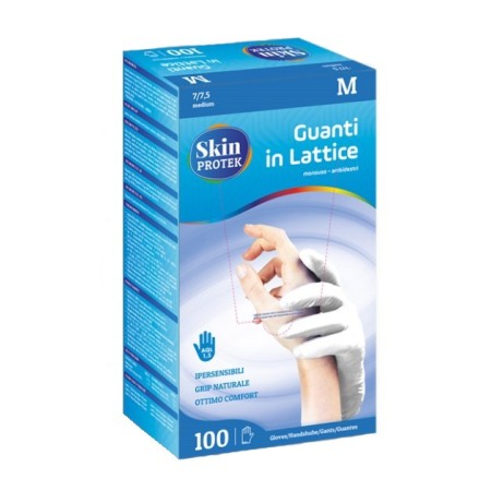 Skin Protect Guanti in Lattice Monouso Taglia 100 Pezzi