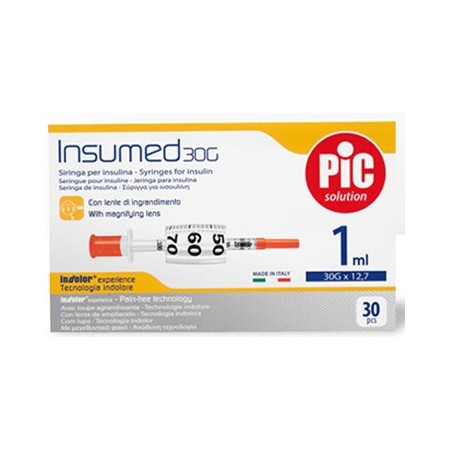 Pic Siringa Per Insulina 1ml 30g 12,7mm 30 Pezzi