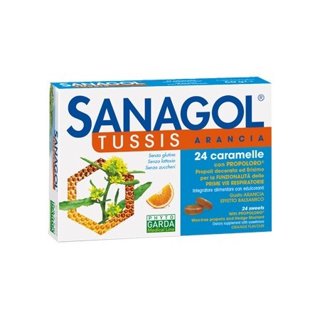 Sanagol Tuss Rinfrescanti Gusto Arancia 24 Caramelle