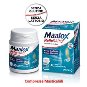 Maalox RefluRapid Integratore Per il Bruciore di Stomaco 40 Compresse Masticabili Maalox RefluRapid Integratore Per il Bruciore di Stomaco 40 Compresse Masticabili