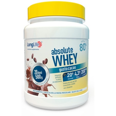 LongLife Absolute Whey Cacao Integratore Di Proteine 500 g 20 Dosi