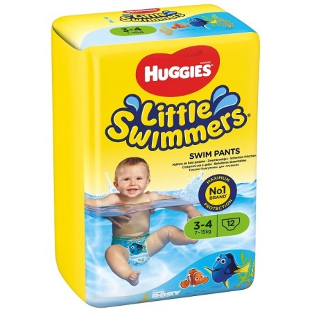 Huggies Little Swimmers Pannolino Costumino Taglia M/P (7-12 Kg) 12 Pannolini