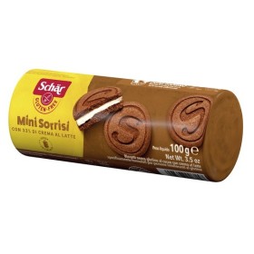 Schar Mini Sorrisi Biscotti Senza Glutine Al cacao con Crema Al Latte 100 g Schar Mini Sorrisi Biscotti Senza Glutine Al cacao con Crema Al Latte 100 g
