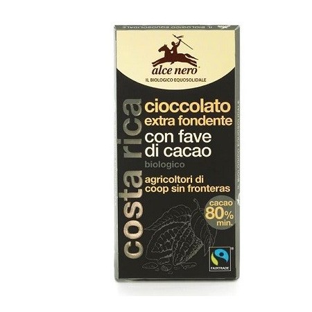 Alce Nero Tavoletta al Cioccolato Extra Fondente con Fave di Cacao Bio 100 g