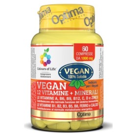 Optima Colours of Life Vegan 12 Vitamine   Minerali Integratore Difese Immunitarie 60 Compresse Optima Colours of Life Vegan 12 Vitamine   Minerali Integratore Difese Immunitarie 60 Compresse