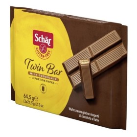 Schar Twin Bar Wafer Senza Glutine Ricoperto di Cioccolato al Latte 65 g Schar Twin Bar Wafer Senza Glutine Ricoperto di Cioccolato al Latte 65 g