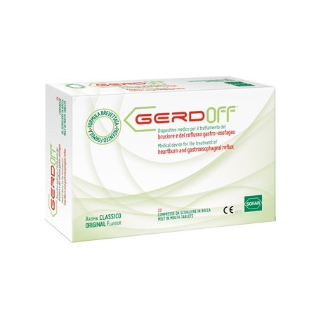 GerdOff Contro Bruciore e Reflusso Gastro-Esofageo Aroma Classico 20 Compresse Masticabili