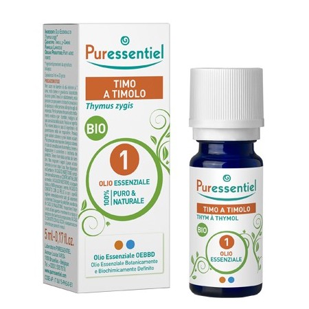 Puressentiel Olio Essenziale Timo Timolo Bio Per il Benessere di Naso e Gola 5ml