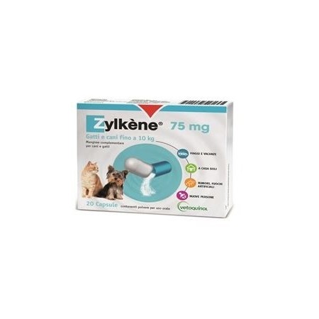 Zylkene 75 mg Integratore Problemi Comportamentali Cani e Gatti Fino a 10 Kg 20 Capsule