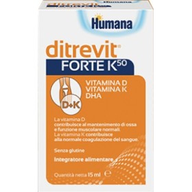 Humana Ditrevit Forte K50 Integratore Vitamina D K e DHA Gocce 15 ml Humana Ditrevit Forte K50 Integratore Vitamina D K e DHA Gocce 15 ml