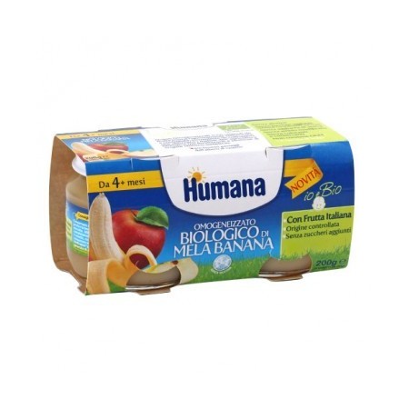 Humana Omogeneizzato Biologico Mela Banana 2x100 g