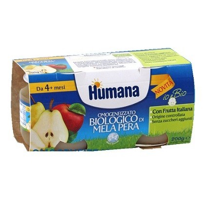 Humana Omogeneizzato Biologico Mela Pera 2x100 g