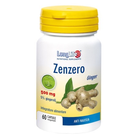 LongLife Zenzero 500 mg Integratore Antinausea 60 Capsule