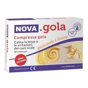 Nova Gola Miele e Limone Calma la Tosse 20 Compresse Nova Gola Miele e Limone Calma la Tosse 20 Compresse