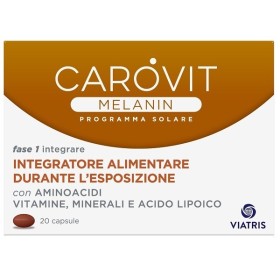 Carovit Melanin Integratore per la Sintesi di Melanina 20 Capsule Carovit Melanin Integratore per la Sintesi di Melanina 20 Capsule