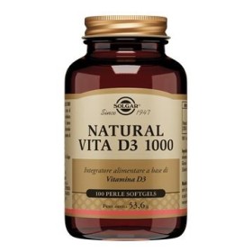 Solgar Natural Vita D3 Vitamina D 1000 Per Muscoli e Ossa 100 Perle Softgel Solgar Natural Vita D3 Vitamina D 1000 Per Muscoli e Ossa 100 Perle Softgel