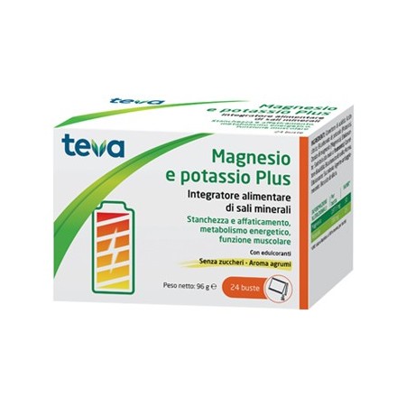 Teva Magnesio e Potassio Plus Integratore di Sali Minerali 24 Bustine