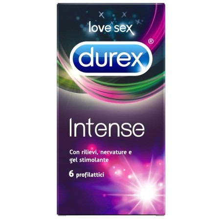 Durex Intense Preservativi Con Rilievi e Nervature Stimolanti 6 Pezzi