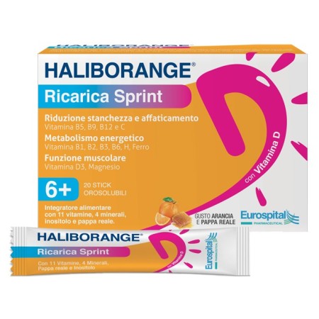 Haliborange Ricarica Sprint Integratore Tonico Energetico 20 Stick-Pack