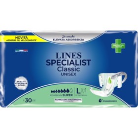Lines Specialist Classic Pannoloni a Mutandina Misura Super L 30 Pezzi Lines Specialist Classic Pannoloni a Mutandina Misura Super L 30 Pezzi