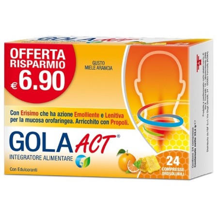 Gola Act Miele Arancia Integratore per la Gola 20 Compresse Orosolubili