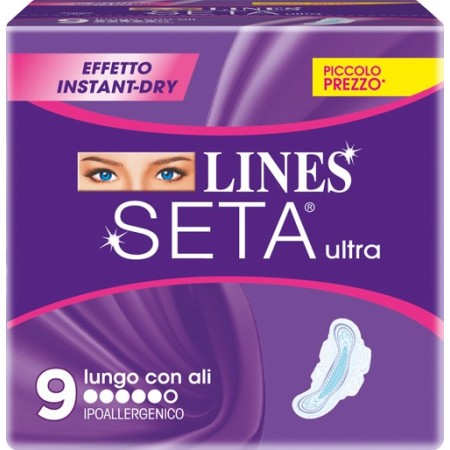 Lines Seta Ultra Lungo Con Ali Assorbente Per Flussi Intensi 9 Pezzi