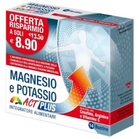 Magnesio Potassio Act Plus Integratore di Sali Minerali 14 Bustine Magnesio Potassio Act Plus Integratore di Sali Minerali 14 Bustine