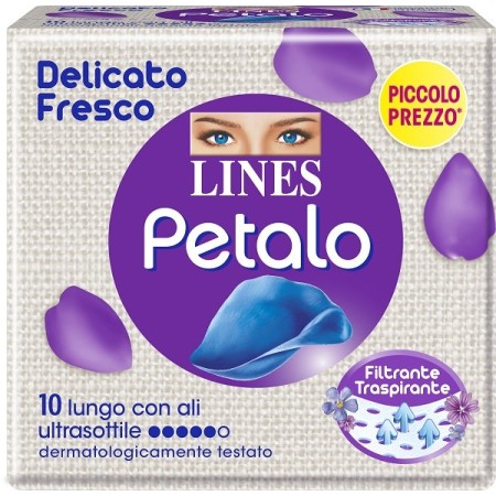 Lines Petalo Blu Assorbente Extra Lungo Con Ali 10 Pezzi