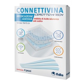 Connettivina Cerotto Hi Tech Medicazione Adesiva 10x10 cm 4 Pezzi Connettivina Cerotto Hi Tech Medicazione Adesiva 10x10 cm 4 Pezzi