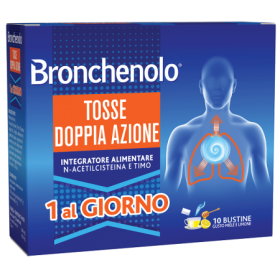 Bronchenolo Tosse Doppia Azione 1 al Giorno Integratore per la Tosse 10 Bustine Bronchenolo Tosse Doppia Azione 1 al Giorno Integratore per la Tosse 10 Bustine