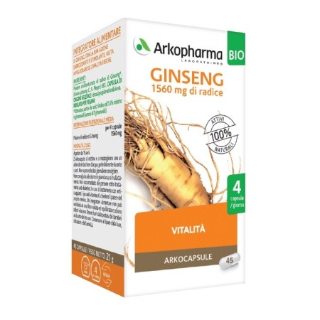 Arkocapsule Ginseng Bio Integratore Tonico 45 Capsule