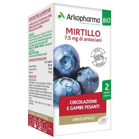 Arkocapsule Mirtillo Integratore Circolazione E Gambe 130 Capsule