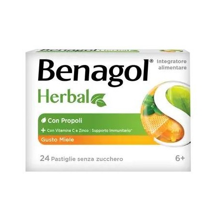 Benagol Herbal Supporto Immunitario Integratore Gusto Miele 24 Pastiglie