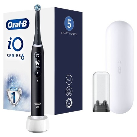 Oral-B Io 6 Spazzolino Elettrico Ricaricabile Nero Lava Con Custodia Da Viaggio e 2 Refill